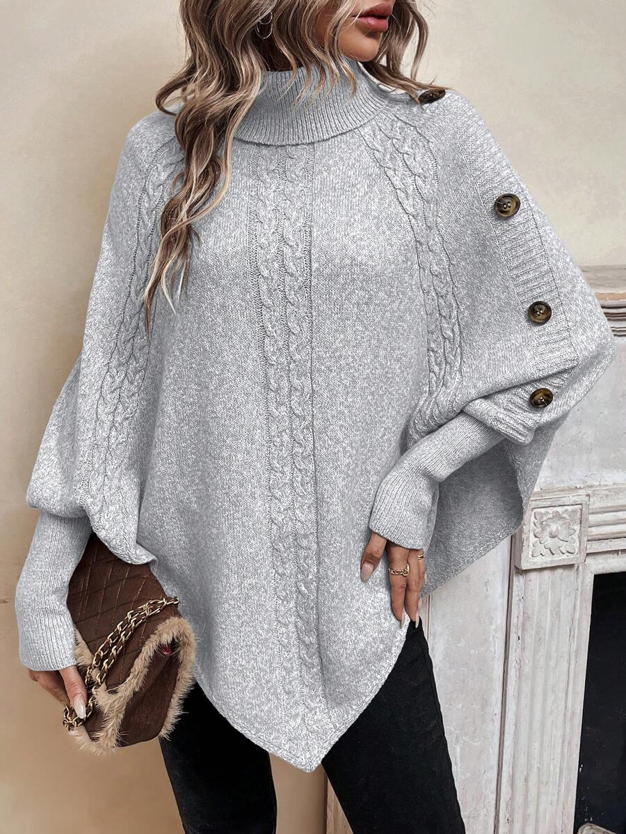 Alexis | Cable Knit Batwing Poncho Sweater