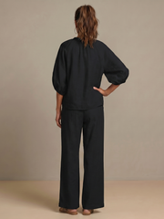 Natalia | Top Blouson with Zip and Wide Leg Pants