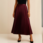 Women’s Pleated Midi Skirt High Waist A-Line Style