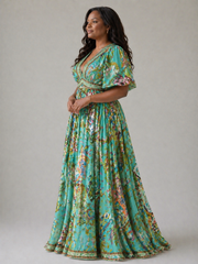 Mason Whitman™ | Airy maxi dress with puff sleeves and V-neck