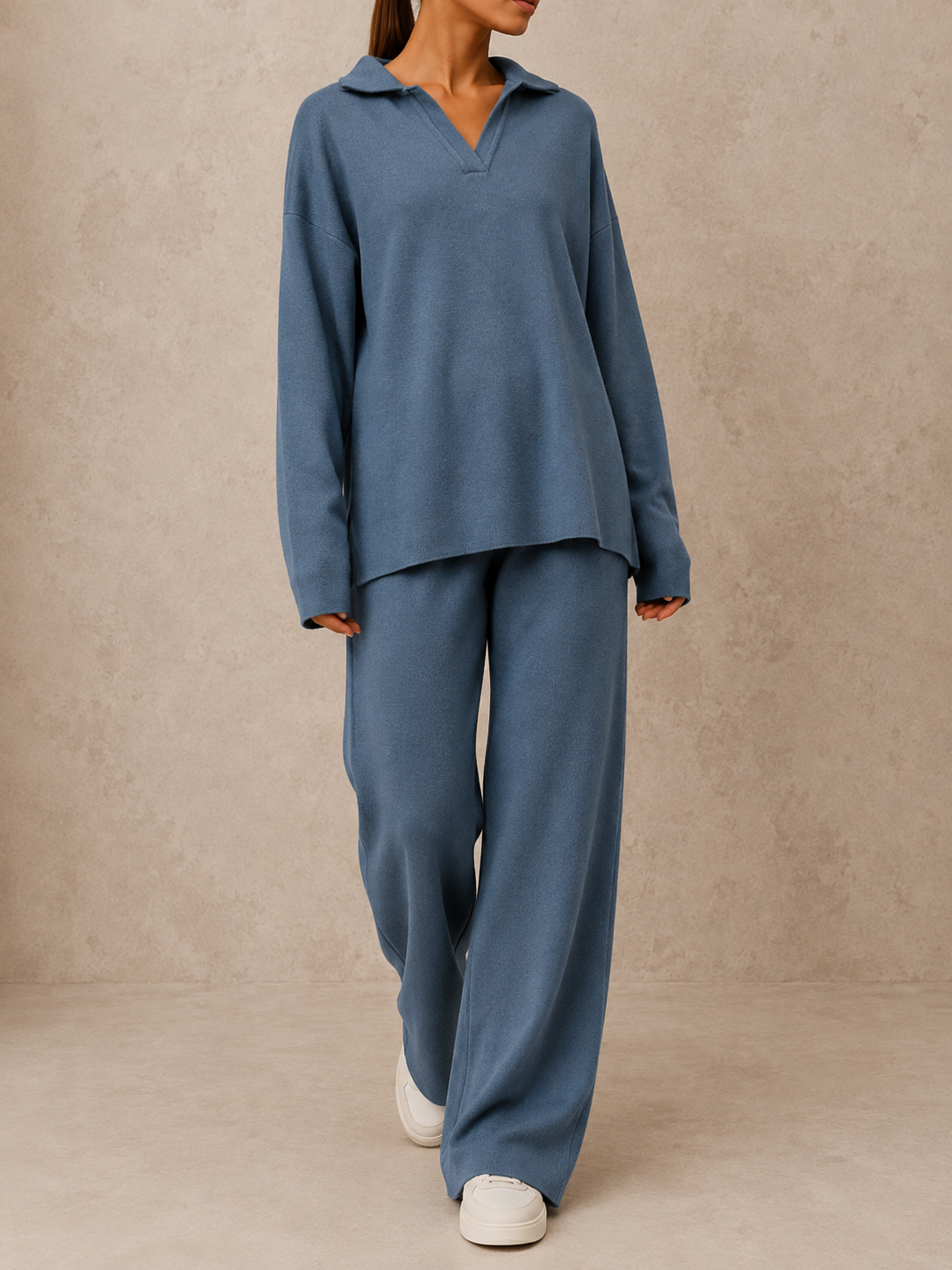 Elaine - Knitted Sweatshirt and Joggers Tracksuit Two-Piece Set