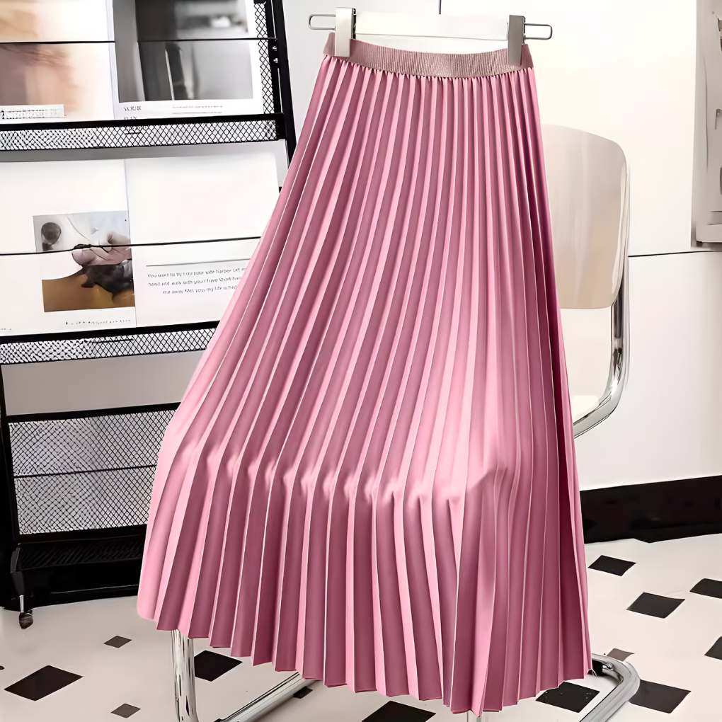 Women’s Pleated Midi Skirt High Waist A-Line Style
