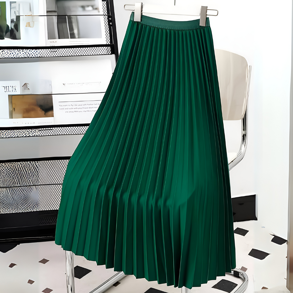 Women’s Pleated Midi Skirt High Waist A-Line Style