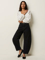 Women’s Relaxed Barrel Leg Denim Jeans High Waist Trousers