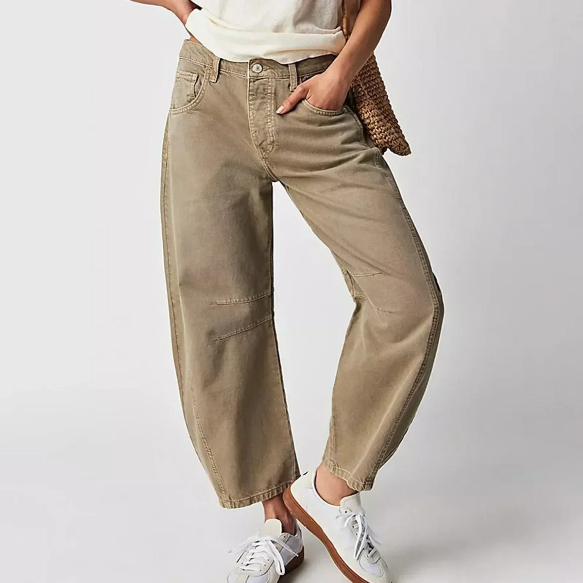 Women’s Relaxed Barrel Leg Denim Jeans High Waist Trousers