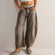 Women’s Relaxed Barrel Leg Denim Jeans High Waist Trousers