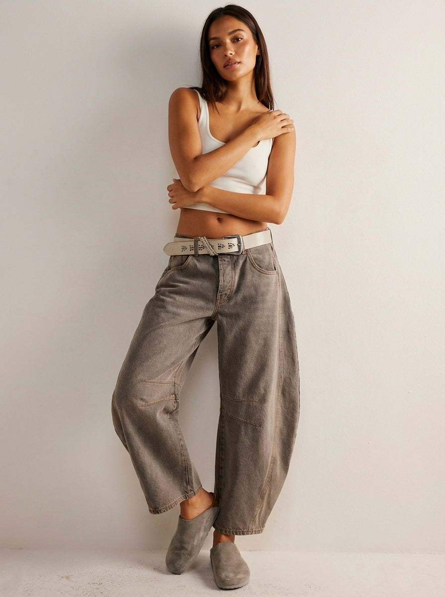 Women’s Relaxed Barrel Leg Denim Jeans High Waist Trousers