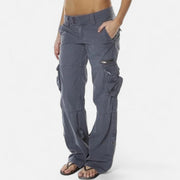 Women’s Wide Leg Cargo Trousers Relaxed Utility Style Pants