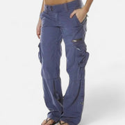 Women’s Wide Leg Cargo Trousers Relaxed Utility Style Pants