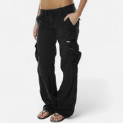 Women’s Wide Leg Cargo Trousers Relaxed Utility Style Pants