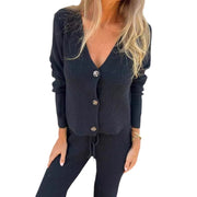 Leona - Knit Cardigan and Wide Leg Trouser Two-Piece Set