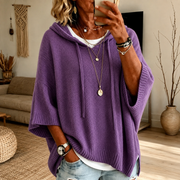 Elodie | Purple Hooded Poncho Sweater