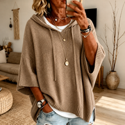 Manon | Taupe Hooded Poncho Sweater