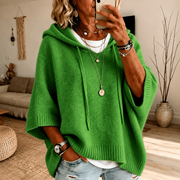 Margaux | Green Hooded Poncho Sweater