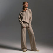 Elaine - Knitted Sweatshirt and Joggers Tracksuit Two-Piece Set