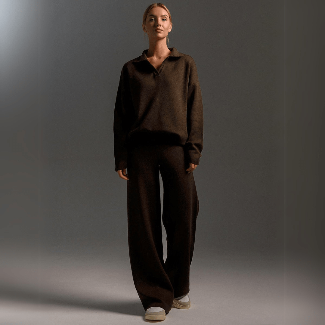 Elaine - Knitted Sweatshirt and Joggers Tracksuit Two-Piece Set