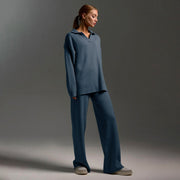 Elaine - Knitted Sweatshirt and Joggers Tracksuit Two-Piece Set