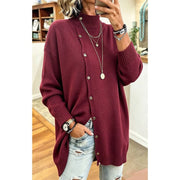 Sharon | Longline Buttoned Turtleneck Cardigan
