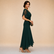 Madeline Draped Sleeve Evening Gown