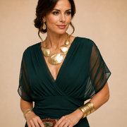 Madeline Draped Sleeve Evening Gown
