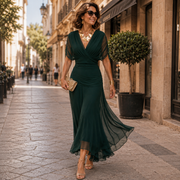 Madeline Draped Sleeve Evening Gown