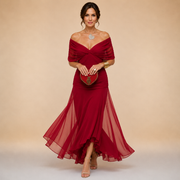 Madeline Draped Sleeve Evening Gown