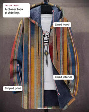 Adeline details: lined hood, lined interior and striped print.