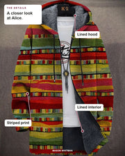 Alice details: lined hood, lined interior and striped print.