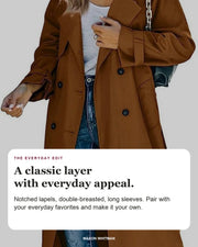 Juliet editorial styling card: Notched lapels, Double-breasted, Long sleeves.