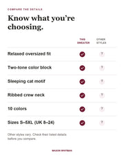 Lottie sweater feature checklist; other styles require checking their own details.