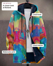 Roland details: lined hood, lined interior and watercolor print.