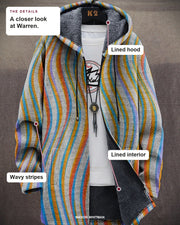 Warren details: lined hood, lined interior and wavy stripes.