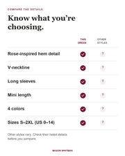 V-neck long sleeve dress feature checklist; other styles require checking their own details.