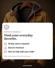 Mason Whitman shopping information: 30-day return requests, secure checkout and customer support. Conditions and customer-paid return shipping apply.