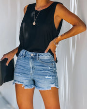 Women’s Mid-Rise Distressed Denim Shorts Casual Summer Everyday Wear Versatile Styling