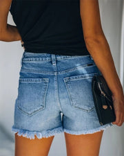 Women’s Mid-Rise Distressed Denim Shorts Casual Summer Everyday Wear Versatile Styling