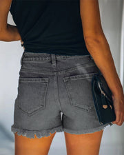Women’s Mid-Rise Distressed Denim Shorts Casual Summer Everyday Wear Versatile Styling