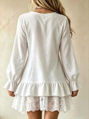 Women's Tiered Ruffle Lace Hem Babydoll Mini Dress