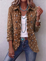 Nolinda | Bohemian Animal-Print Ruffled Jacket