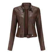 Linnea | Cropped Stand-Collar Moto Jacket