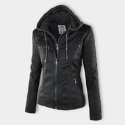 Lucinda | Hooded Moto Jacket with Removable Hood