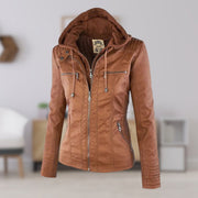 Lucinda | Hooded Moto Jacket with Removable Hood
