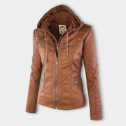 Lucinda | Hooded Moto Jacket with Removable Hood