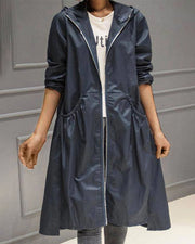 Kathleen | Hooded Zip-Up Long Trench Coat